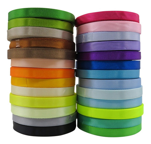 3 Rollos Cinta De Raso 1 Cm  X 25 Yardas Souvenir Colores