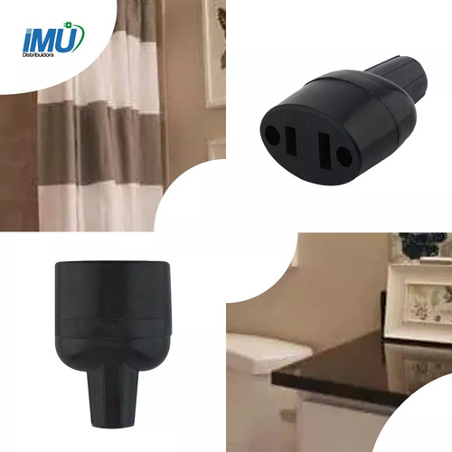 Clavija Contacto Oval Polarizado Hule Pvc Negro 127v 2457