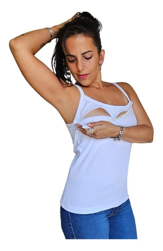 Camiseta Musculosa Maternal De Amamantar Lactancia Algodón