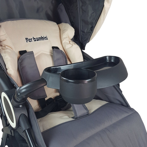 Coche Bebe De Paseo, Plegado Una Mano, Per Bambini, Victoria Color Gris Y Marfil, Chasis Negro