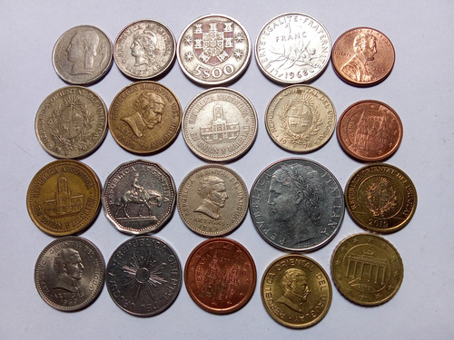 20 Moedas Antigas Estrangeiras Diversos Países (Usado)