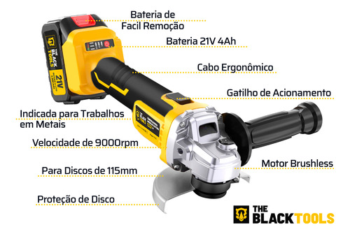 Esmerilhadeira Angular A Bateria 21v Com 2 Baterias 4000 Mah