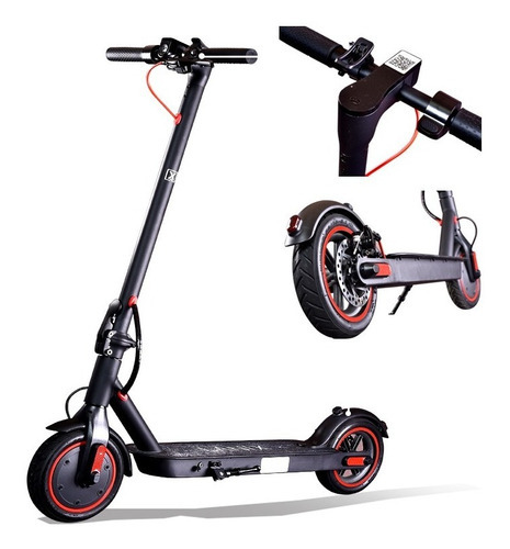 Patín Eléctrico Scooter Lxes X9 Largo Alcance - Lanix /vc Color Negro