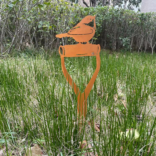 Pájaro De Metal Para Jardín Estaca De Pájaro Oxidado Estaca