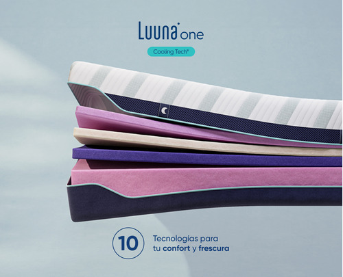 Colchón Matrimonial Luuna One, Suave, En Caja, Cooling Tech Blanco