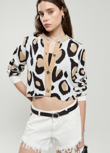 Cardigan Animal Print St.marie De Mujer