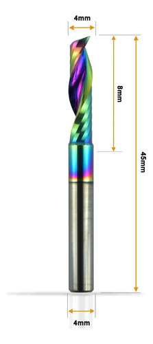 Fresa Router Cnc Un Filo Upcut 4x8 Mm. Con Recubrimiento