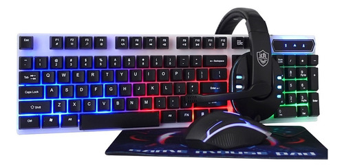 Combo Gamer 4 En 1 Teclado Mouse Audifono Pad Mouse Rgb Color del mouse Negro Color del teclado Blanco