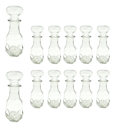 Set 12 Mini Licoreras Cristal Vidrio Redondeado Vino 200ml Color Transparente
