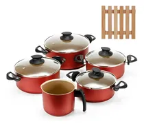 Comprar Jogo De Panelas 05 Pçs Antiaderentes +05 Descansos De Panela