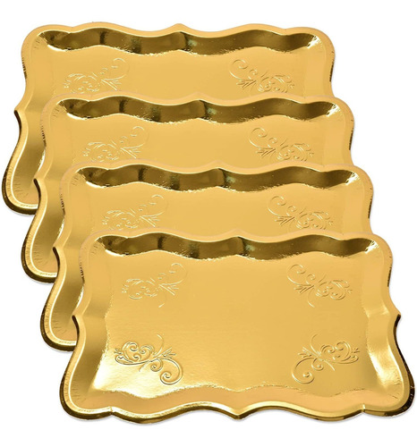 10 Gold Rectangle Trays For Dessert Table Serving Parties 9