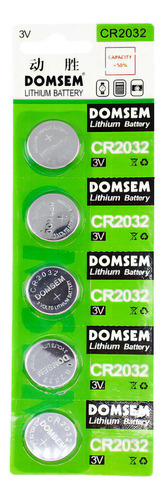 Pilas Baterias Marca Domsem Cr2032 Botón 3 V Paquete De 5 Baterias 
