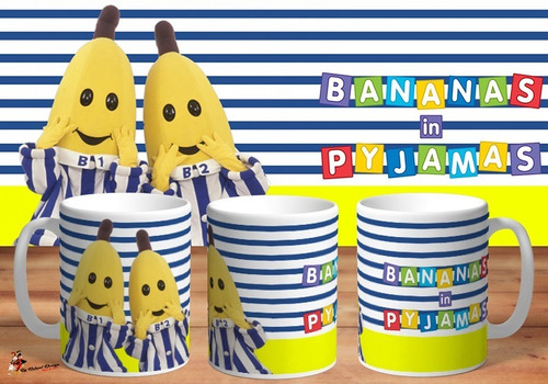 Taza De Ceramica Bananas En Pijamas Retro Art