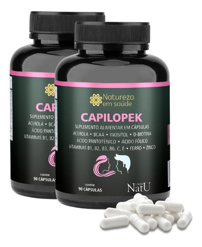 Kit 02 Capilopek Crescimento E Fortalecimento Capilar Sabor Sem Sabor Natureza em Saúde