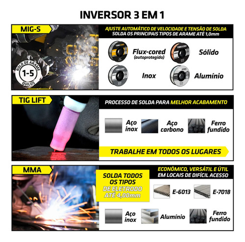 Maquina Solda Inversora Mig Gás Flex 160a Tig Mma + Maksolar