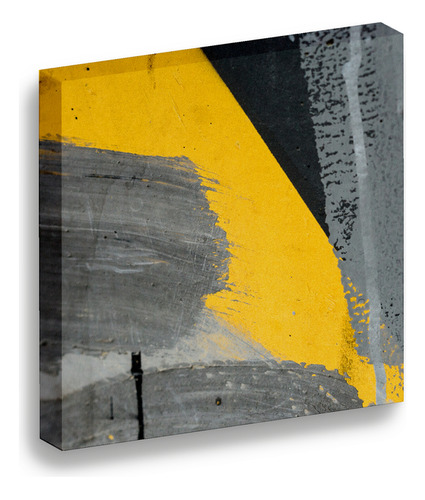 Cuadro Lienzo Canvas Trazo Amarillo Gris Sala Cuarto 60*80cm