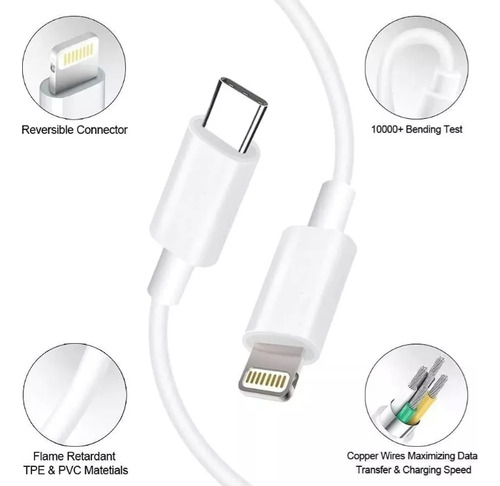 Cargador De Carga Rápida 20wtypec Para iPhone 7 8 X 11 12 13