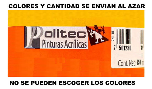 39 Bote Pintura Acrilica Politec 250ml Colores Al Azar