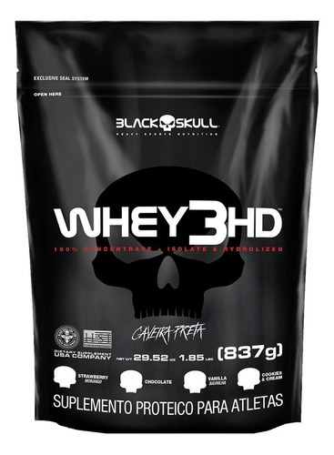 Suplemento em pó Black Skull  Caveira Preta Series Whey 3HD proteínas Whey 3HD sabor  cookies & cream em sachê de 837g