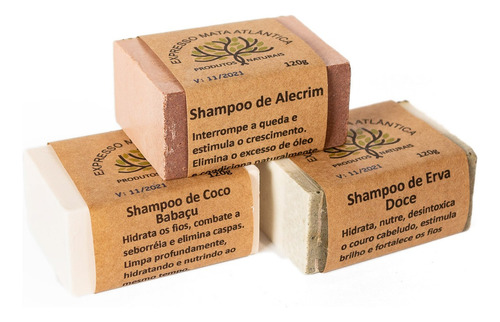Expresso Mata Atlântica 3 shampoos sólidos veganos orgânicos e naturais 125g 