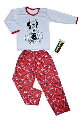 Pijama Infantil Manga Longa Inverno Colorir Menina Calça