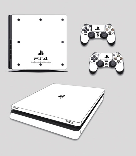 Skin Personalizado Para Ps4 Slim Color Blanco Con Logos