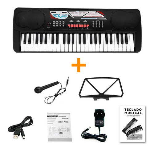 Imagen 1 de 10 de Teclado Musical 49 Teclas 4 Octavas Meike Mk4100 + Fuente