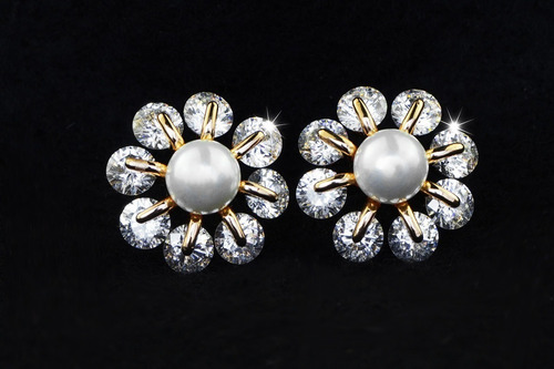 Imagen 4 de 9 de Pendientes Aretes Broqueles Oro 18k Dama Mujer Elegante Lujo