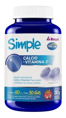 Suplemento Dietario Simple Calcio + Vitamina D X 60 Unidades