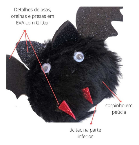 Tic Tac Halloween Morcego Delicado PelĂșcia Linda Na Festa