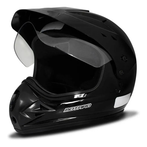 Capacete Ebf Motard Cross Trilha Com Viseira Preto Brilhante