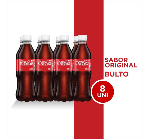 Imagen 1 de 3 de Refresco Coca - Cola Sabor Original Pet 355ml 8 Unidades