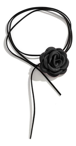 Gargantilla Sexy Rosa Con Cuello De Piel Y Flores