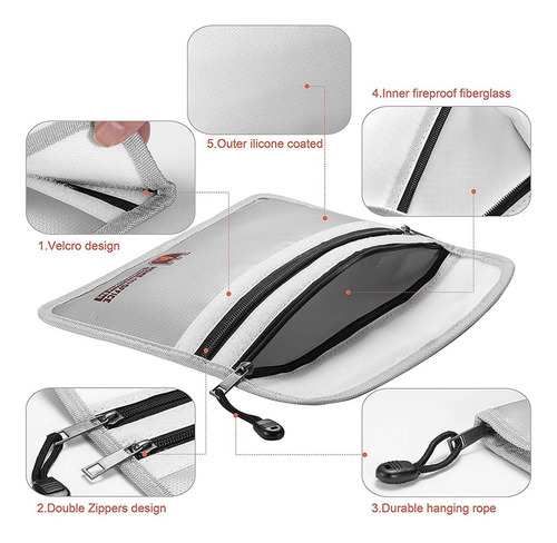Bolsa De Documentos Ignífuga Crystally-6x, Impermeable E Ign