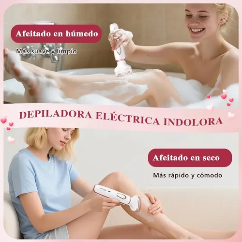 Depiladora Eléctrica 4 en 1 para Mujer USB Recargable y Uso Facial, Corporal