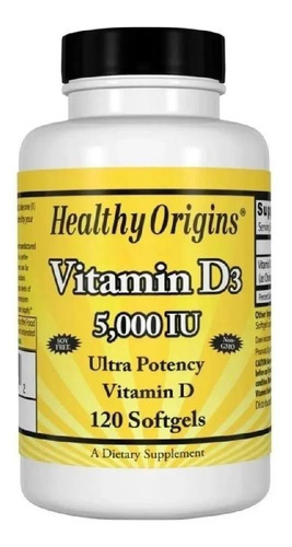 Vitamina D3 5.000 Iu 120 Softgels Healthy Origins