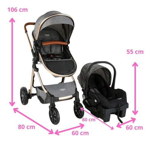 Carriola Infanti Mike Portabebe Base De Carro Gris