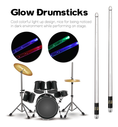 Un Par De Baquetas Luminosas De 15 Colores Light Up