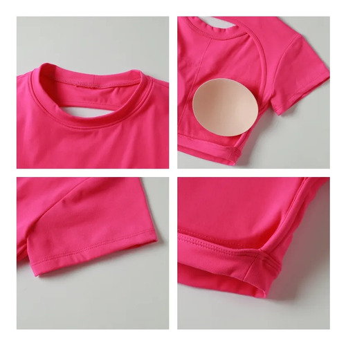 Ydjs Licra Playera Crop Top Deportivo Casual Blusa Mujer