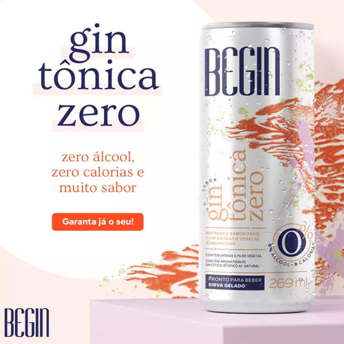 Kit 6 Latas 269ml Gin Tônica Sem Álcool Sem Calorias Begin