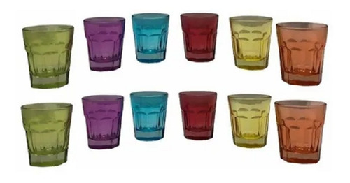 Vaso Shot Vidrio Colores Set 12 Unidades 48ml