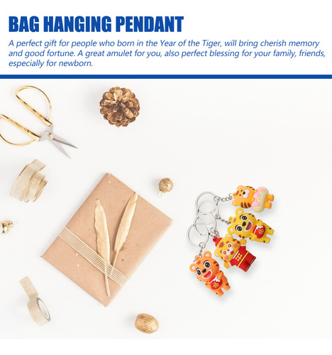 Llavero Gold Charm Tiger, Bolsa De La Suerte, 4 Unidades