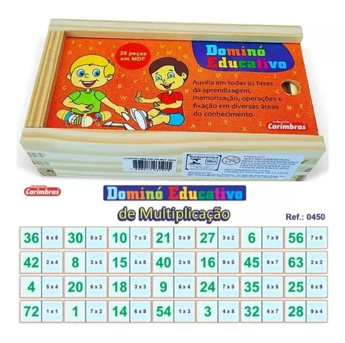 Jogo Dominó De Multiplicação Infantil Educativo Em Madeira