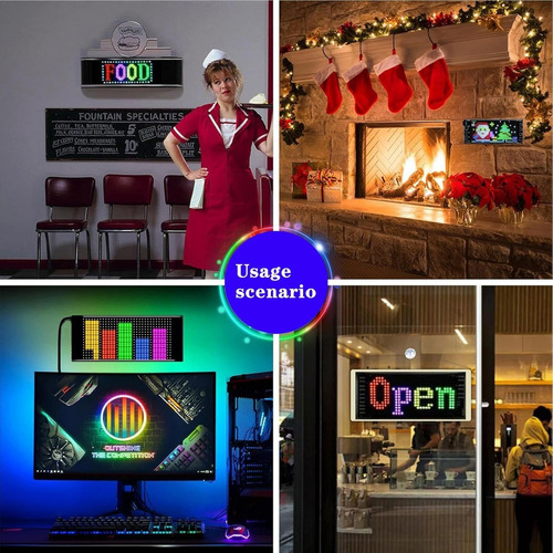 Letrero Led Matrix Flexible Rgb App Control Usb Auto 16x64