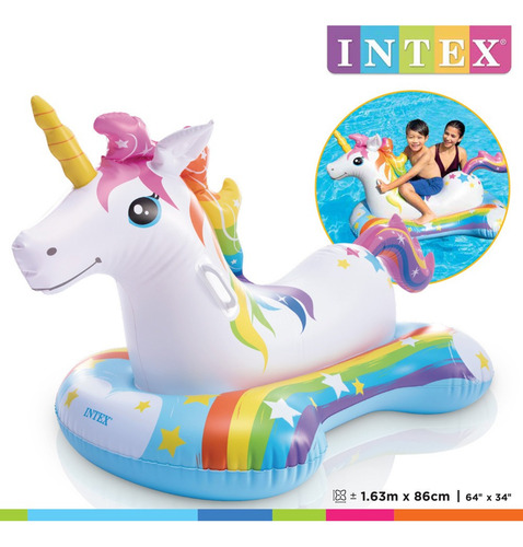 Montable Inflable Para Niños De Unicornio Alberca Intex