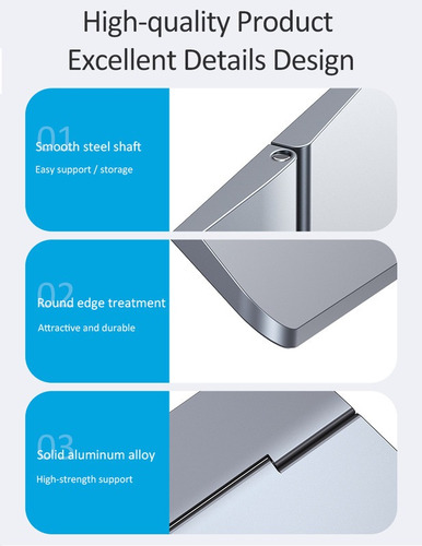 Suporte De Mesa Stand Para Laptop Notebook Da Rock Reforçado Cor Prata