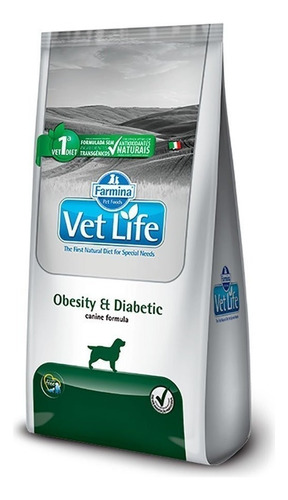 Alimento Vet Life Natural Canine Obesity & Diabetic para perro adulto todos los tamaños sabor mix en bolsa de 10.1kg