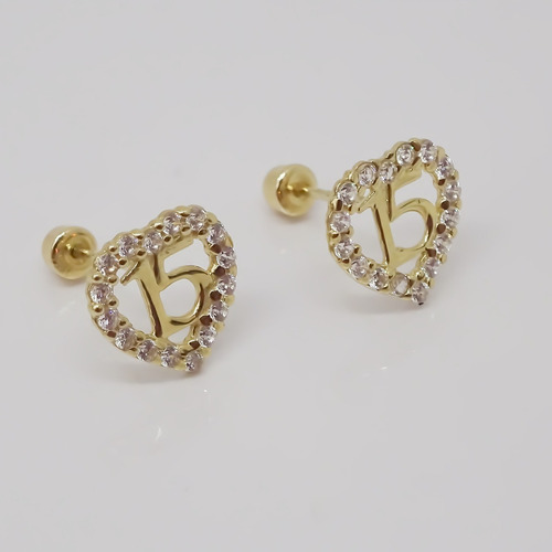 Amor Eterno - Broqueles / 15 Xv Años Corazón Aretes Oro 10k