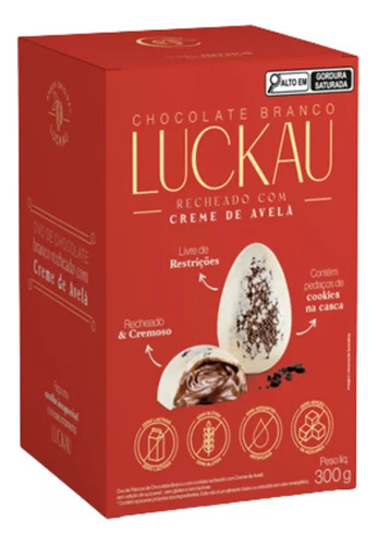Ovo Páscoa Chocolate Branco E Recheio De Avelã Luckau