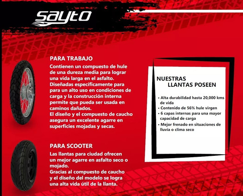 Llanta Sayto 100/80-17 58p Tl Deportiva Pulsar Gixxer Fz16